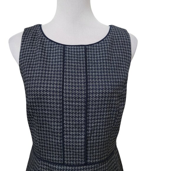 Talbots Size 4 Gray & Navy Blue Houndstooth Tweed Sheath Dress, Never Worn - Picture 3 of 16